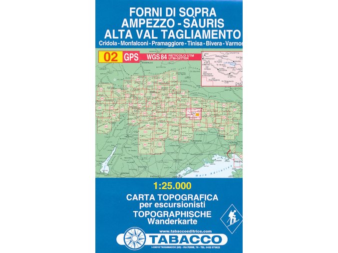 Tabacco WK 02 Forni di Sopra - Ampezzo - Sauris - Alta Val Tagliamento 1:25 000