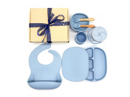 Martons jedálenská sada silikónová 7-dielna - Light blue
