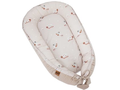 EKO Hniezdo pre bábätko VELVET Bees Beige 90x60 cm
