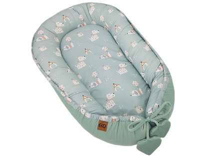 EKO Hniezdo pre bábätko VELVET Dogs Mint 90x60 cm