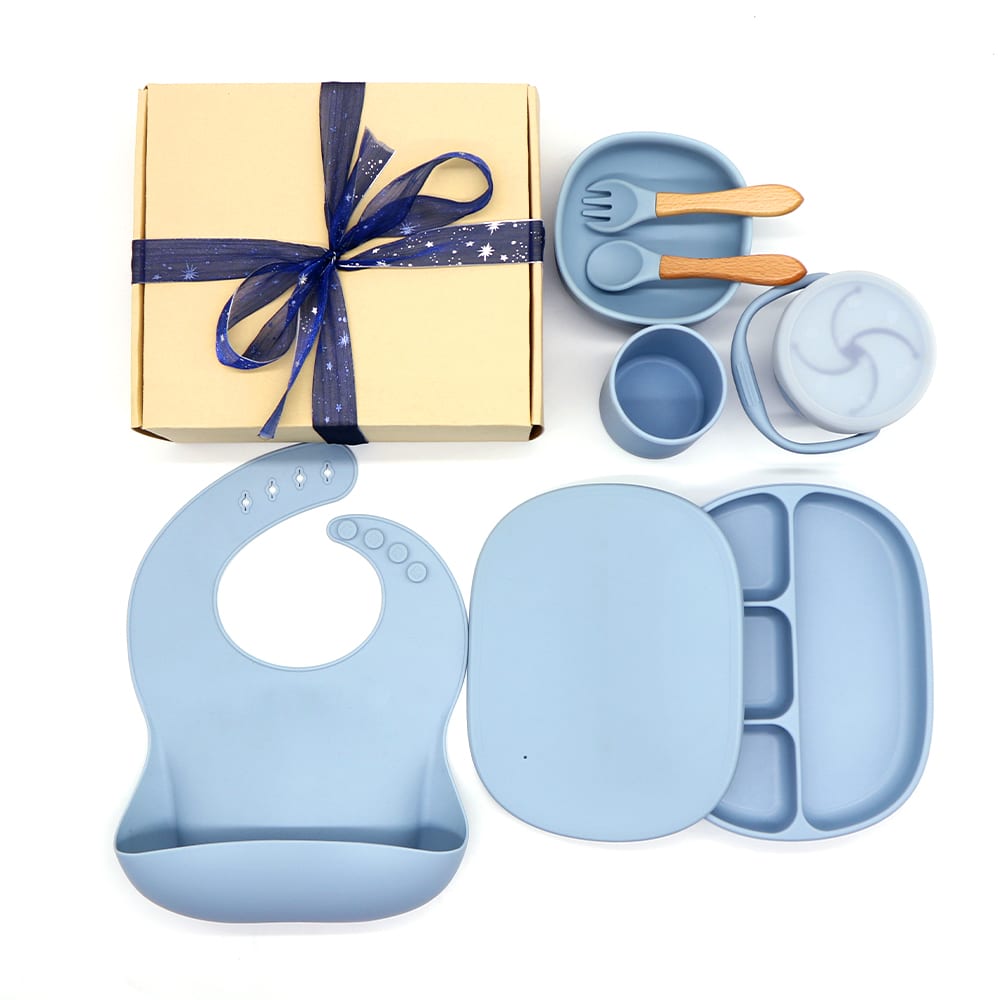 Martons jedálenská sada silikónová 7-dielna - Light blue