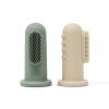 Mushie silikonova zubna kefka na prst 2ks CambridgeBlue+ShiftingSand