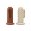 Mushie silikonova zubna kefka na prst 2ks Clay+ShiftingSand