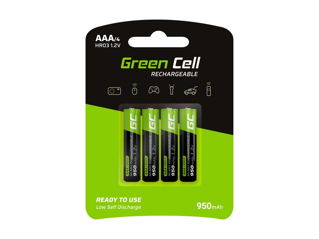 Green Cell nabíjecí baterie AAA 4ks 1.2V 950mAh HR03