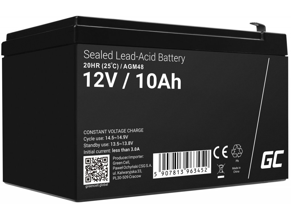 Olověná baterie 12V AGM, kapacita: 10Ah, 12Ah, 14Ah