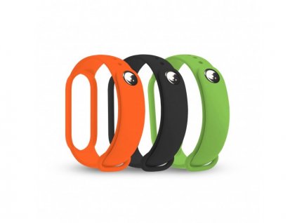 RhinoTech Straps for Xiaomi Mi Band 6 ((3-Pack black, orange, green)