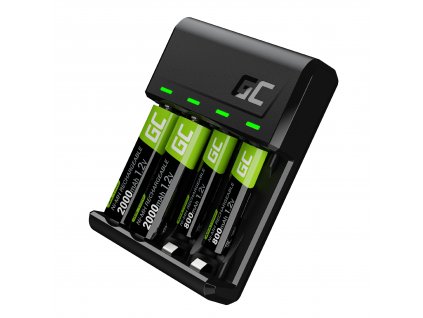 Sada nabíječky GC VitalCharger a NiMH baterií 2x AA 2000mAh a 2x AAA 800mAh
