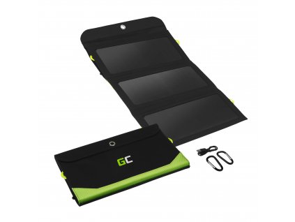 Solární powerbanka GC SolarCharge 21W - solární panel s 10000mAh, funkce powerbanky USB-C, nabíjecí kabel 18W USB-A QC