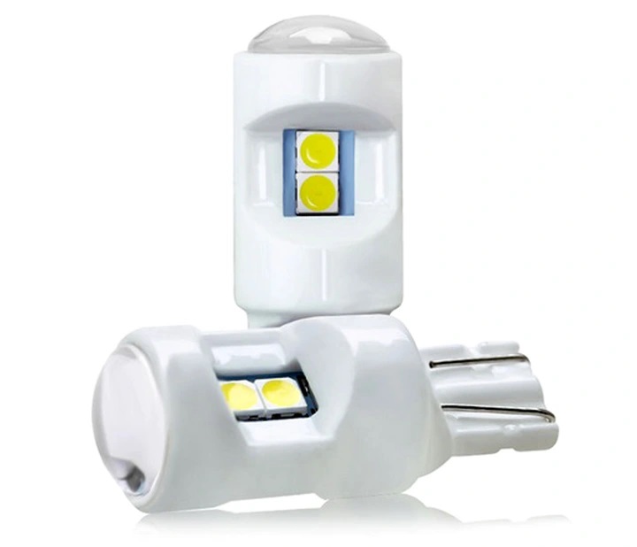 LED autožárovka T10 W5W 6 smd 3030 keramická bílá s čočkou