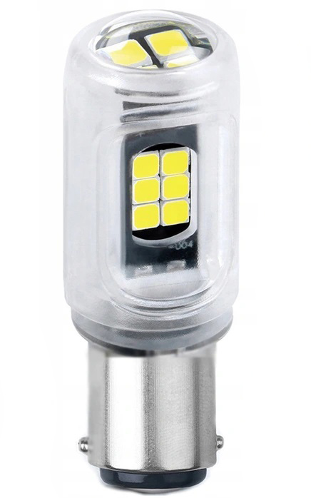 LED autožárovka BA15S 16 smd 3030 P21W bílá s čočkou