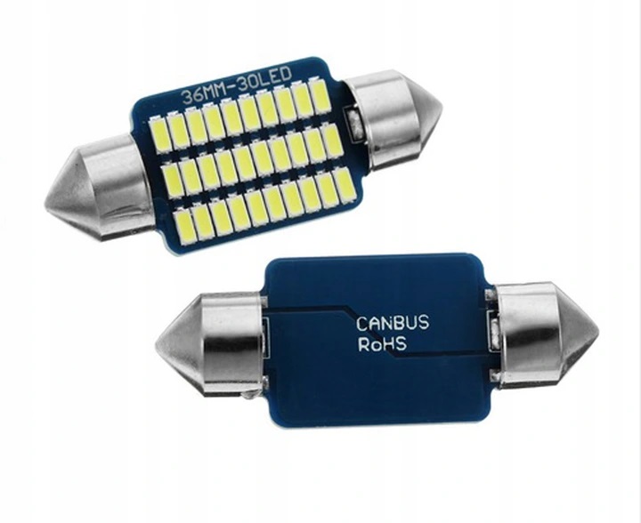 LED autožárovka 36 mm Canbus 30 smd 3014 C5W C10W SV8,5 bílá + stabilizátor