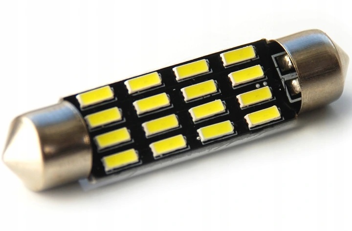 LED autožárovka 41 mm 16 smd 4014 C5W C10W C15W SV8,5 bílá