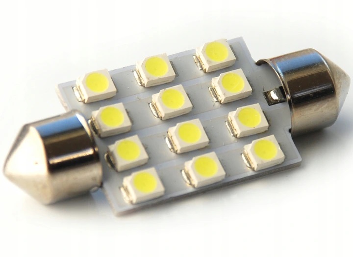 LED autožárovka 39 mm 12 smd 2835 C5W C10W C15W SV8,5 bílá