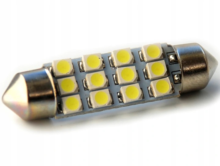 LED autožárovka 41 mm 12 smd 2835 C5W C10W C15W SV8,5 bílá
