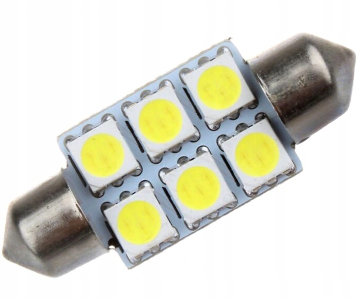 LED autožárovka 36 mm 6 smd 5050 C5W C10W C15W SV8,5 bílá