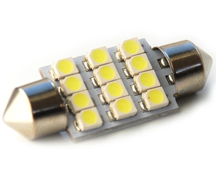 24V LED autožárovka 36 mm 12 smd 2835 C5W C10W C15W SV8,5 bílá