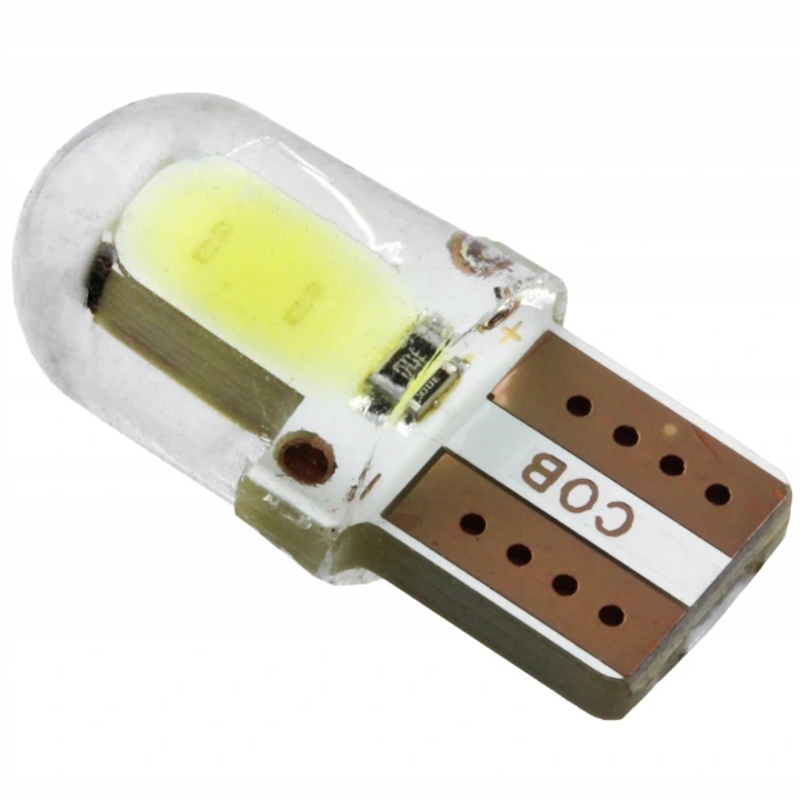 LED autožárovka T10 W5W mini 2 x COB sylicon gel HPC bílá