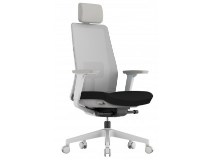 Kancelářská síťovaná židle K10 white s podhlavníkem, černá, ořez