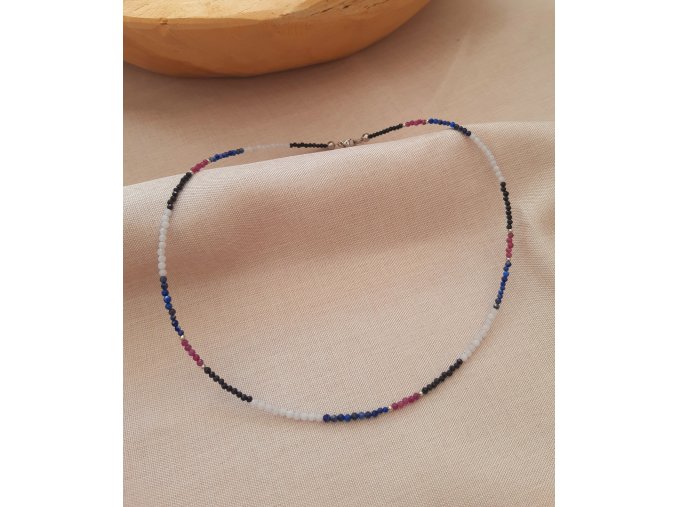 Choker mix - lapis lazuli, turmalín, rubín