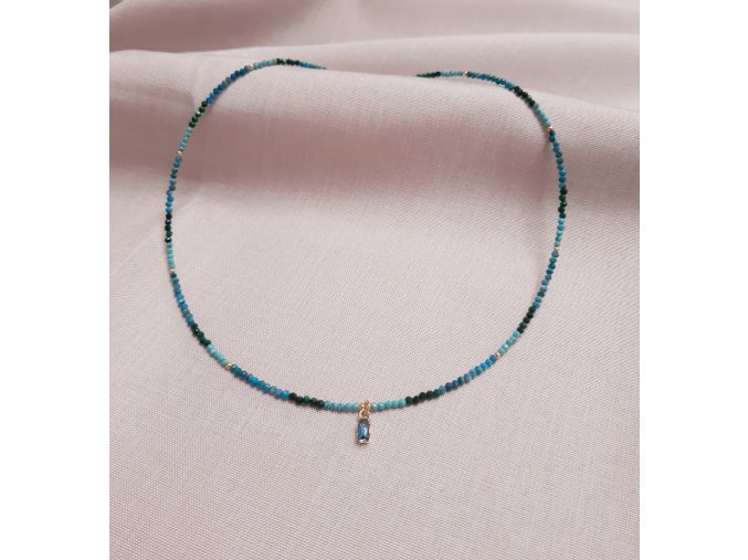CHOKER NÁHRDELNÍK MIX - JASPIS, TYRKYS, MALACHIT