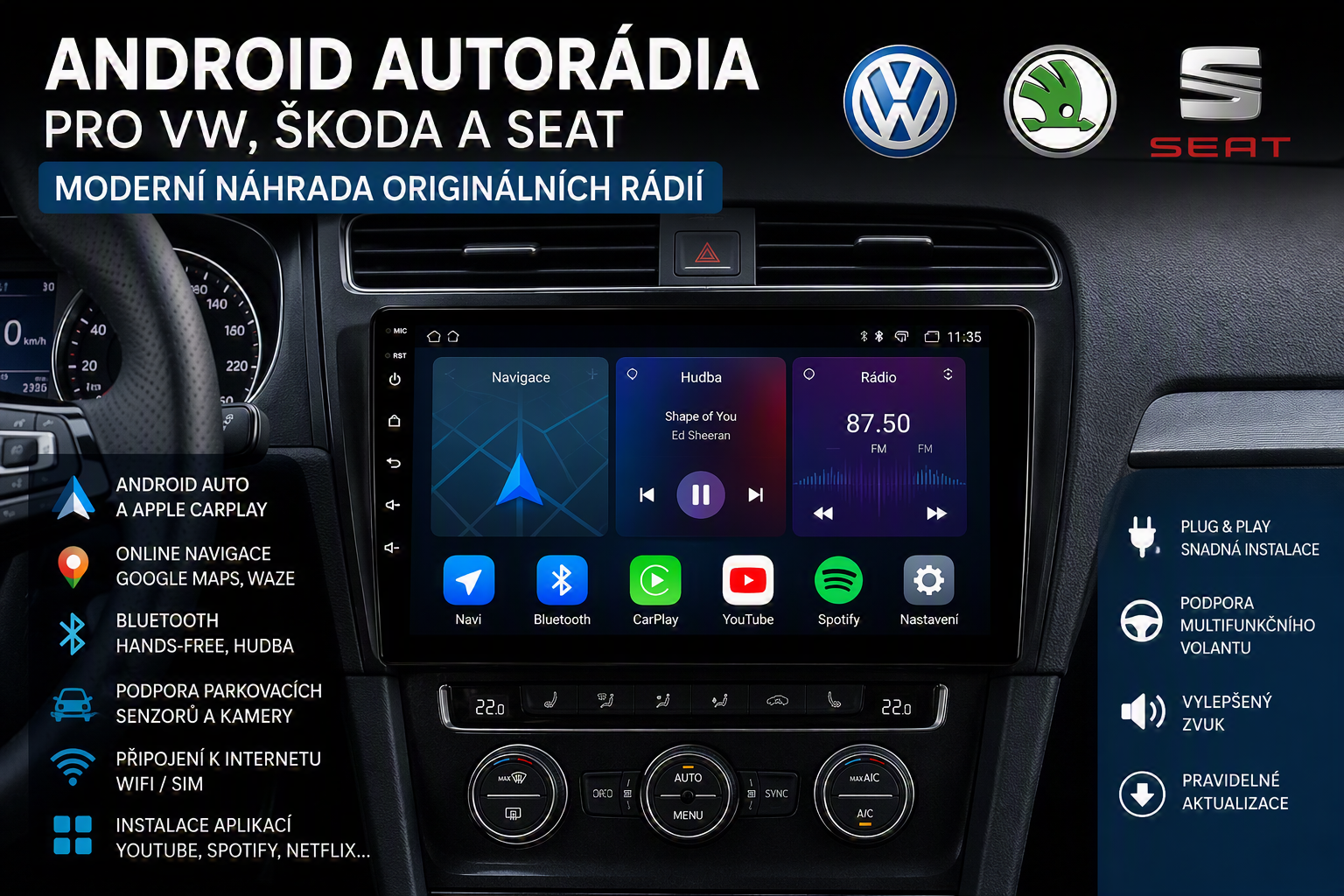 Autorádia pro VW Škoda a SEAT