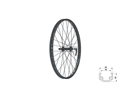 Zapletené kolo přední KLS WASPER V-brake F, 24", black (Varianta Zapletené kolo přední KLS WASPER V-brake F, 24", black)