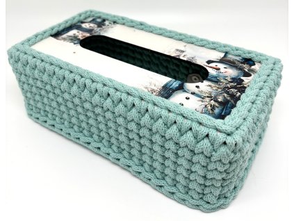 Box na kapesníky obdélníkový sněhuláci