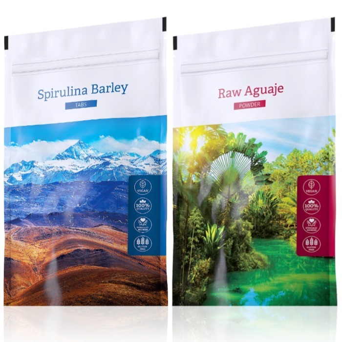 Energy Spirulina Barley tabs 200 tablet + Raw Aguaje powder 100 g