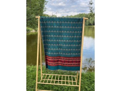 Deka z jačí vlny velká tibetský vzor Jemný smaragd