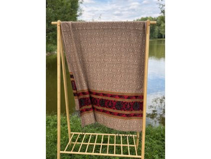 Deka z jačí vlny velká tibetský vzor Béžová elegance