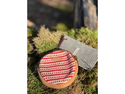 Peněženka mini Woven bílo - červené kostky