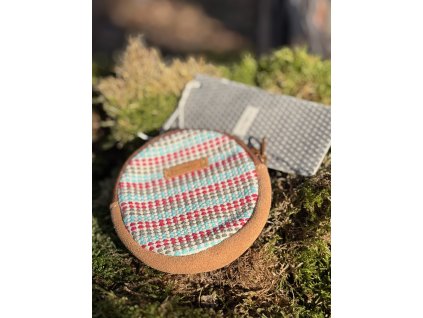 Peněženka mini Woven tyrkysovo - červené kostky