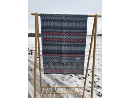 Pašmína z kašmíru šedo - bordová