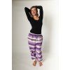 kalhoty jaci vlna pruhovane bilo fialove