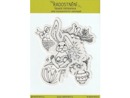 Sada transparentních samolepek - Veselé Velikonoce