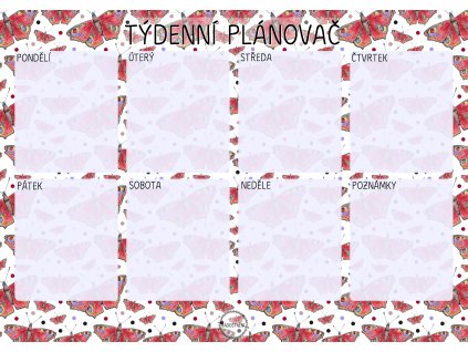 2025 Týdenní plánovač Babočka paví oko