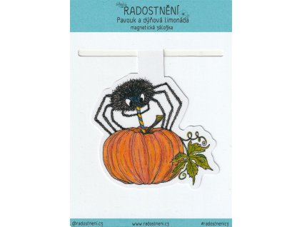 Magnetická záložka • Pavouk a dýňová limonáda  Strašidelný halloweenský candrbál