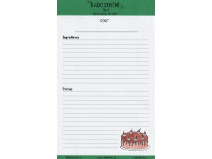 Samolepkový receptář • Dort