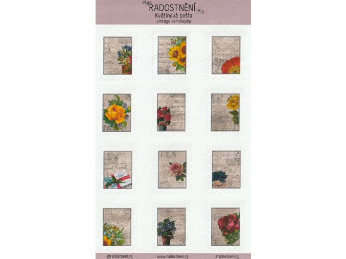 Vintage samolepky - Květinová pošta