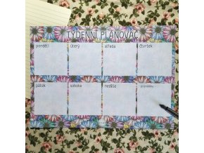 Týdenní plánovač - Pestrobarevné květy  Barevný potisk, papír 80g/m2