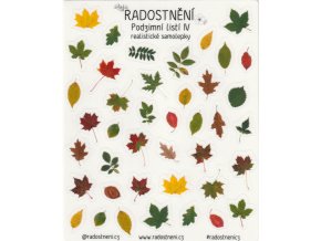 Realistické samolepky - Podzimní listí IV  Barevný potisk, lesklá transparentní fólie