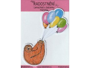 Magnetka - Lenochod s balonky  Magnetický materiál, barevný potisk