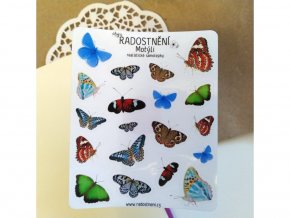 Realistické samolepky - Motýli II  Barevný potisk, lesklá transparentní fólie