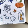 Ručně malované samolepky - Halloweenská noc  Barevný potisk, samolepicí papír matný