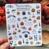 Ručně malované minisamolepky - Halloweenský rej  Barevný potisk, samolepicí papír matný