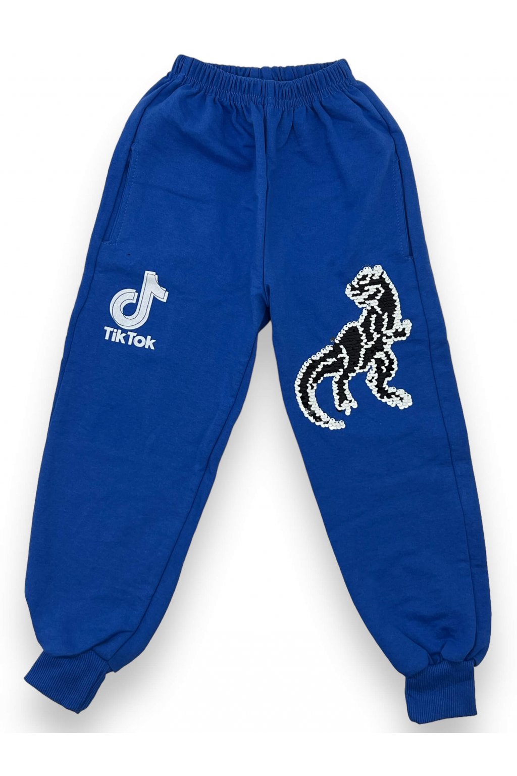 Chlapčenské modré tepláky s manžetou TIKTOK 01