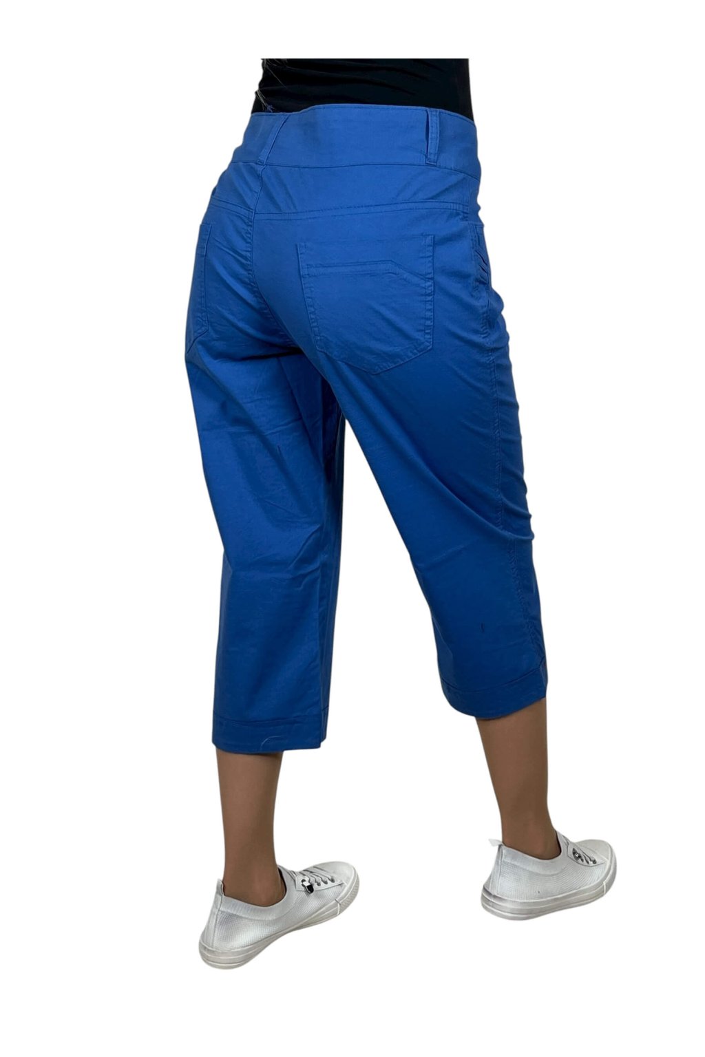 Dámske modré plátené 3/4 nohavice SABI