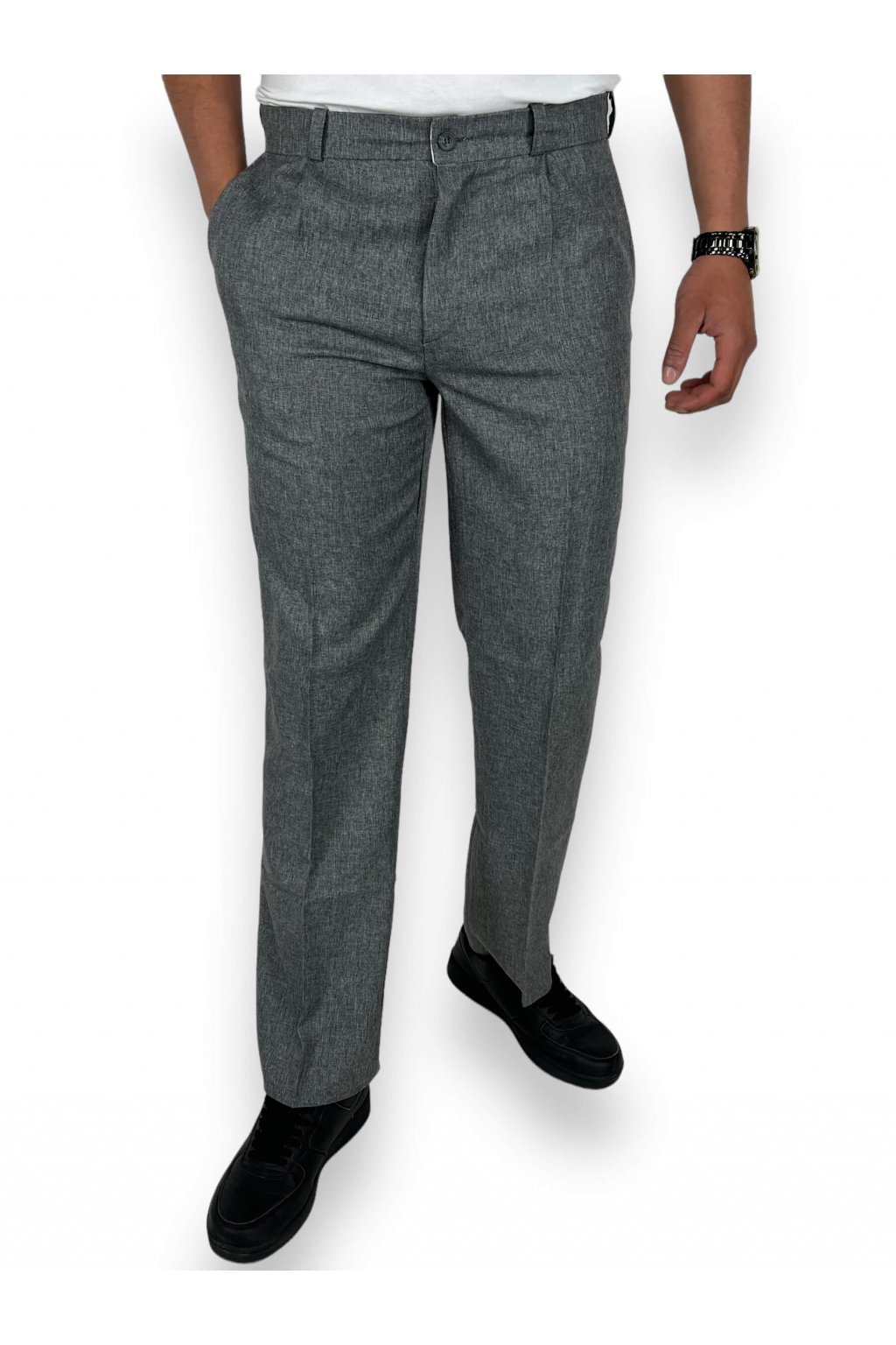 Pánské společenské kalhoty šedé barvy - Radost oblékat