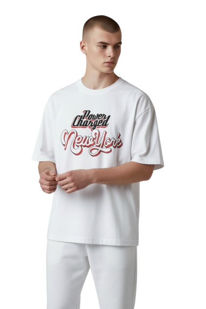 Pánske tričko s krátkym rukávom bielej farby  01