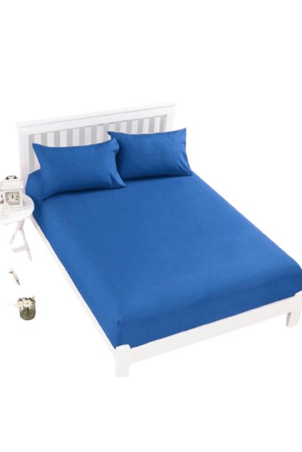 Jersey tmavě modré prostěradlo David dvoulůžko 220x200 cm